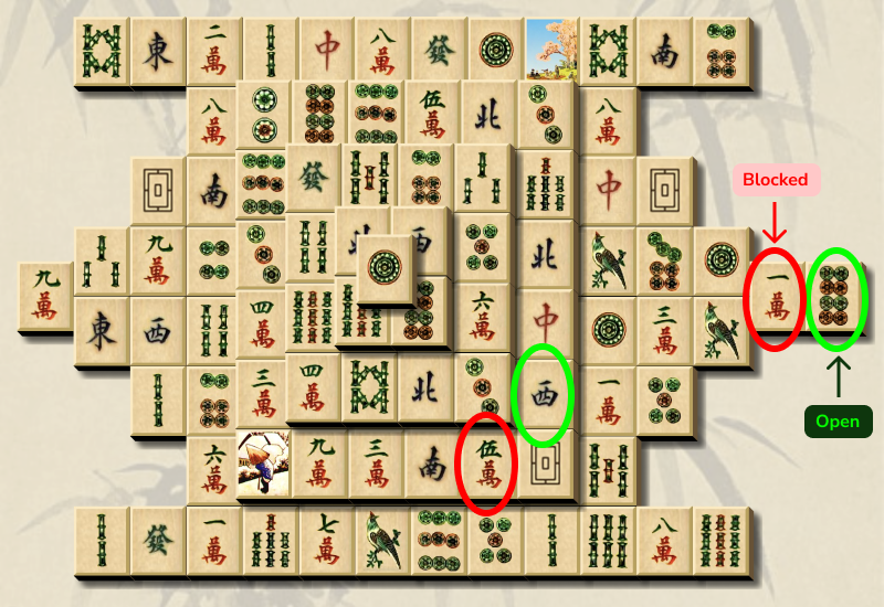 Open and blocked tiles in Mahjong